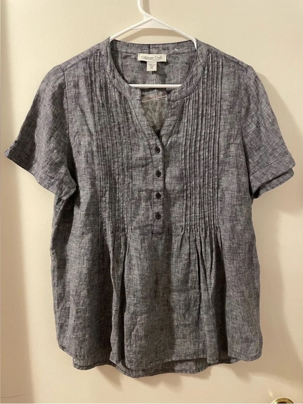 Coldwater Creek Women's Slate-Blue Pintuck Linen Tunic
